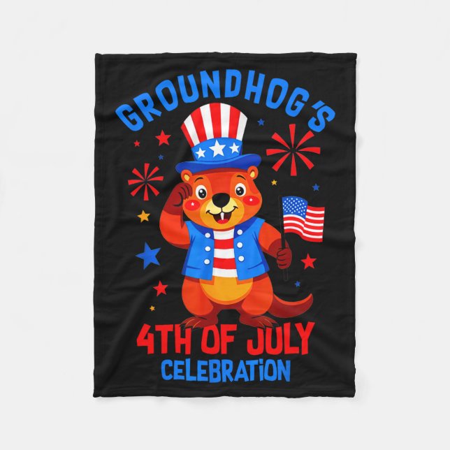 Murmeltiere 4. Juli Feier Patriotischer Ameri Fleecedecke (Vorderseite)