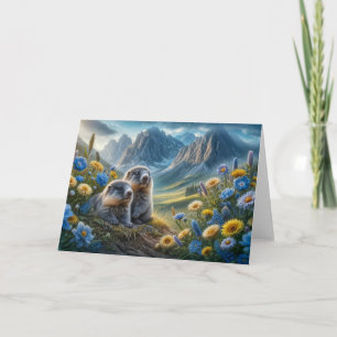 Murmeltiere Babys Karte