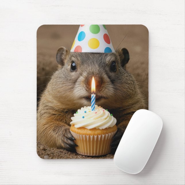 Murmeltiere Mit Einem Geburtstagscupcake Mousepad (Mit Mouse)