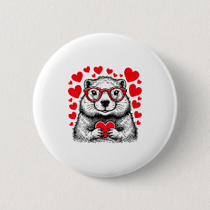 Murmeltiere Rotes Herz Form Valentinstag Tier Lieb Button