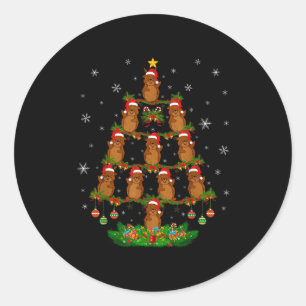 Murmeltiers Weihnachtsbaum Lustiger Weihnachtslieb Runder Aufkleber