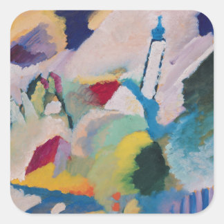Murnau mit Kirche I, 1910 Quadratischer Aufkleber
