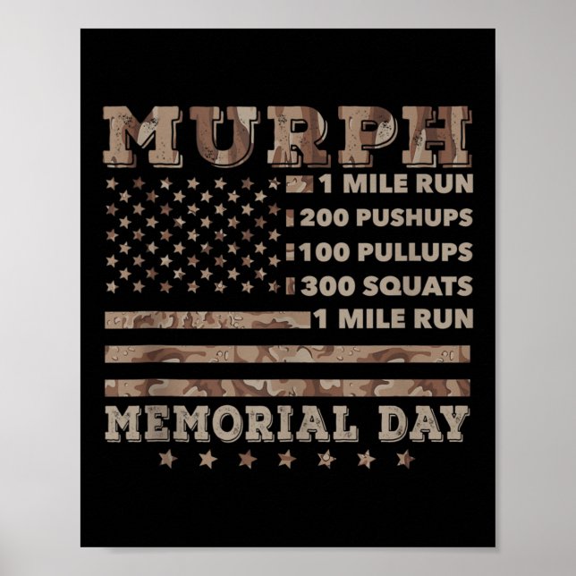 Murph 2021 Workout Challenge American Memorial Poster (Vorne)