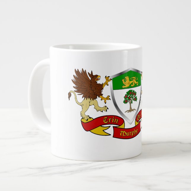 Murphy Irish Coat of Arms Shield Jumbo Tasse (Vorderseite Links)