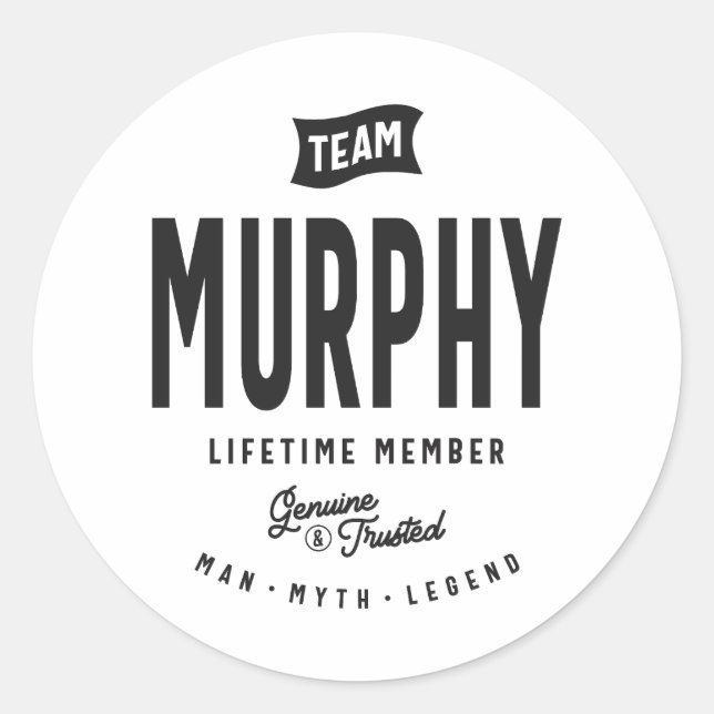 Murphy Lifetime Mitglied Personalisiert Name Murph Runder Aufkleber (Vorderseite)