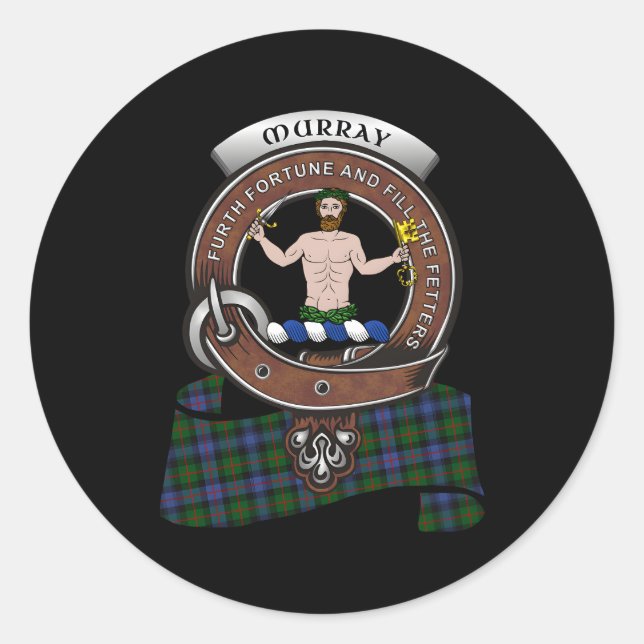 Murray Atholl Clan Abzeichen Tan Runder Aufkleber (Vorderseite)