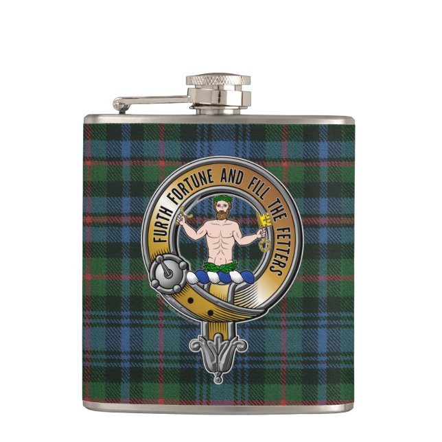 Murray Atholl Tartan & Abzeichen Flachmann (Vorderseite)