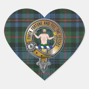 Murray Atholl Tartan & Abzeichen Herz-Aufkleber