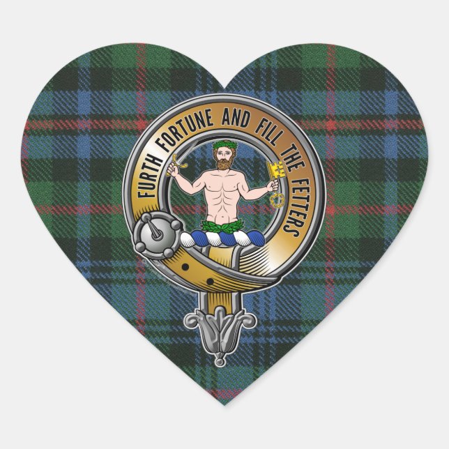 Murray Atholl Tartan & Badge Herz-Aufkleber (Vorderseite)