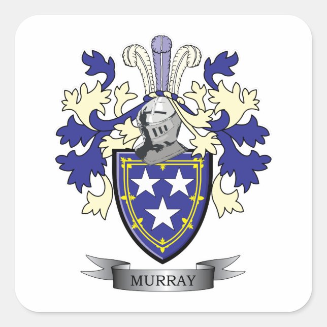 Murray-Familienwappen-Wappen Quadratischer Aufkleber (Vorderseite)