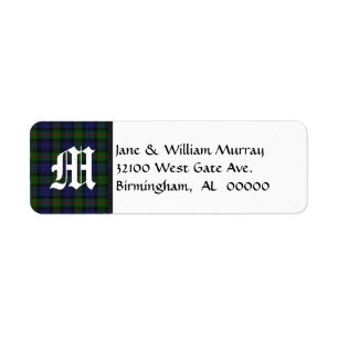 Murray Tartan Kariert Monogram Address Labels