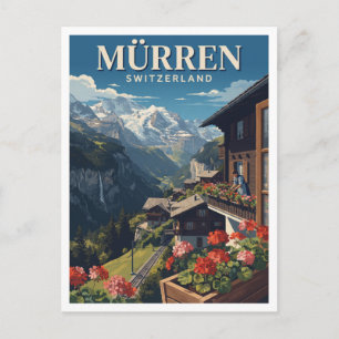 Mürren Kliffdorf Schweiz Reise Postkarte