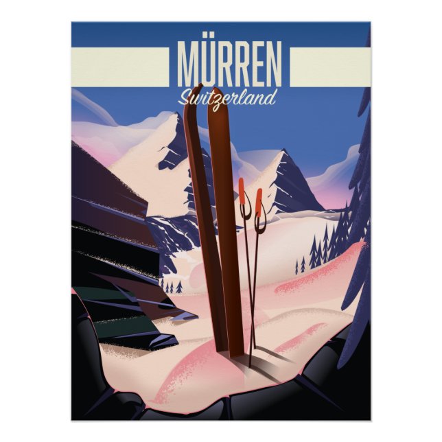 Murren Schweiz Skiposter Kunst druck. Poster (Vorderseite)