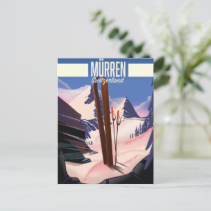 Murren Schweiz Skiposter Kunst druck. Postkarte