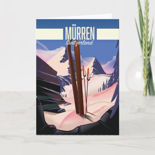 Murren Schweiz Skipposter Kunstdruck. Karte (Vorderseite)