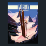 Murren Schweiz Skipposter Kunstdruck. Poster<br><div class="desc">Murren Switzerland Skipposter in einem schönen Vintagen oder Retro-Stil.</div>