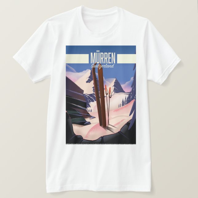 Murren Schweiz Skipposter Kunstdruck. T-Shirt (Design vorne)
