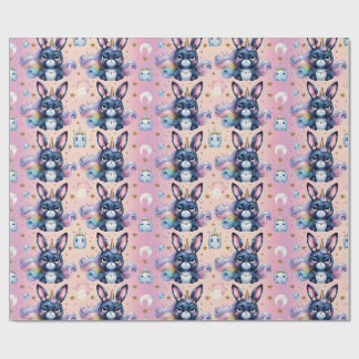 mürrisch blauer Einhornhase Geschenkpapier