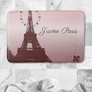 Mürrisch eleganter Retro-Mode-Rosa-Paris-Eiffeltur Badematte