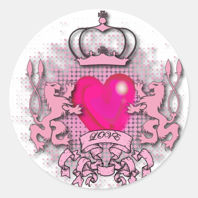 Mürrisch schick heiß rosa Jubiläumskrone Runder Aufkleber (Vorderseite)