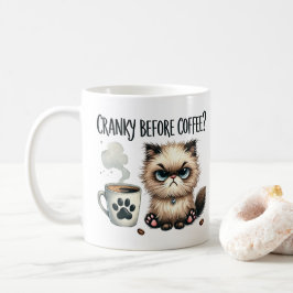 Mürrisch vor dem Kaffee, grantige Katze Kaffeetass Kaffeetasse