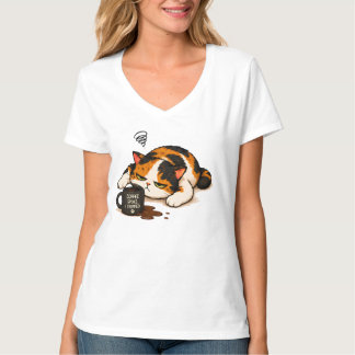 Mürrische Calico-Katze - Kaffee sprach T-Shirt