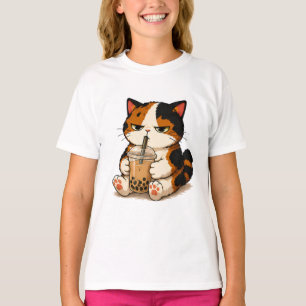 Mürrische Dreifarbenkatze Bubble Tea T-Shirt