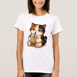 Mürrische Dreifarbenkatze Bubble Tea  T-Shirt
