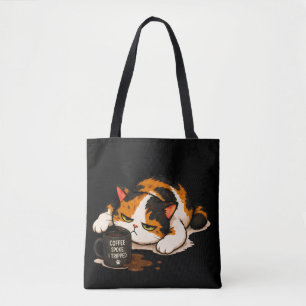 Mürrische Dreifarbige Katze - Kaffee sprach Tasche