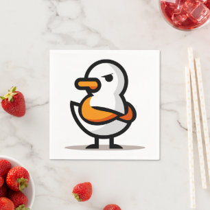 Mürrische Ente Minimalistische Cartoon-Maskottchen Serviette