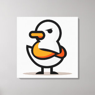 Mürrische Ente Minimalistischer Cartoon-Maskottche Leinwanddruck