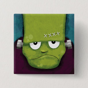 Mürrische Frankenstein Halloween Neuheit Button