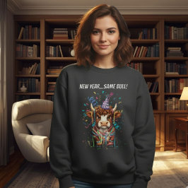 Mürrische Highland-Kuh Neujahr Lustig Sarkastisch Sweatshirt