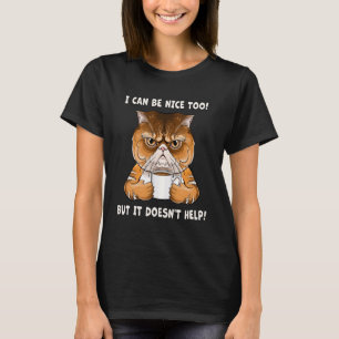 Mürrische Kaffeekatze Morgenstimmung Humor T-Shirt