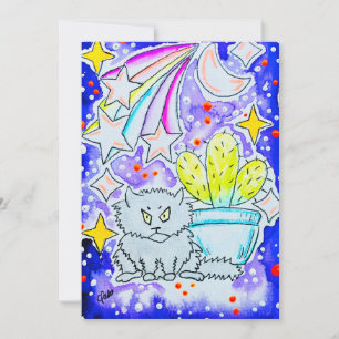 Mürrische Katze & Kaktus Einladung