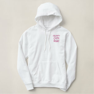 Mürrische Katzen-Regel! Bestickter Hoodie