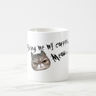 Mürrische Miezekatze "holen mir meinen Kaffee…. Kaffeetasse