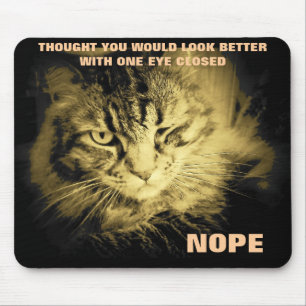 Mürrische mit Augen Katze Mousepad