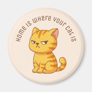 Mürrische orange getigerte Katze mit individuellem Magnet