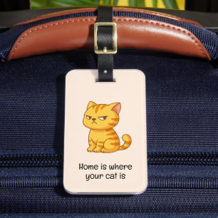 Mürrische Orange getigerte Katze Zitat Beige Gepäckanhänger