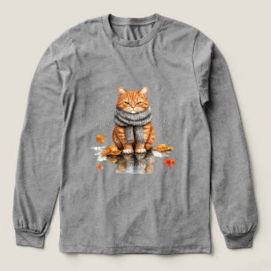 Mürrische orange Katze im Regen Tri-Blend Shirt