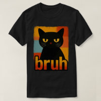 Mürrische schwarze Katze "Bruh" Retro Vintage Meme