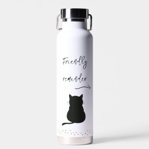 Mürrische schwarze Katze Trinkwasser-Erinnerung  Trinkflasche