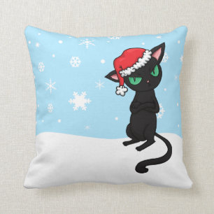 Mürrische schwarze Katzen-tragende Kissen