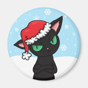 Mürrische schwarze Katzen-tragende Magnet