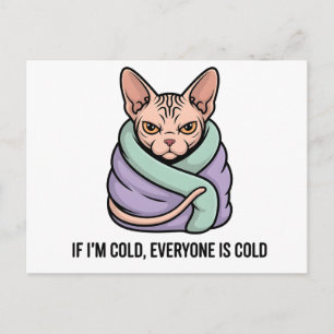 Mürrische Sphynx-Katze Kalter Humor Cartoon-Kunst Feiertagspostkarte