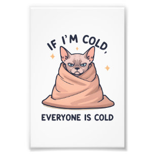Mürrische Sphynx-Katze Kalter Humor Cartoon-Kunst Fotodruck
