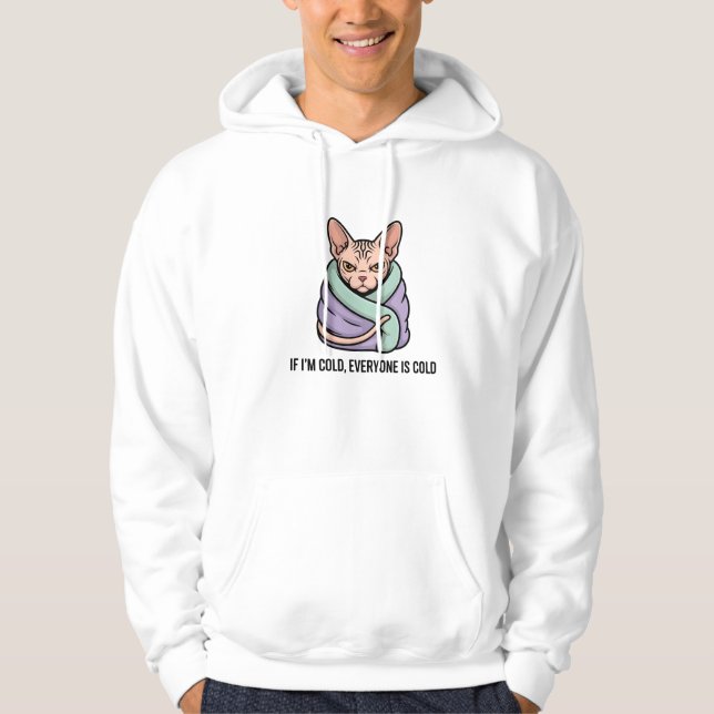 Mürrische Sphynx-Katze Kalter Humor Cartoon-Kunst Hoodie (Vorderseite)