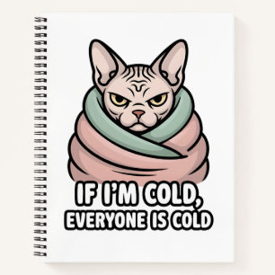Mürrische Sphynx-Katze Kalter Humor Cartoon-Kunst Notizbuch
