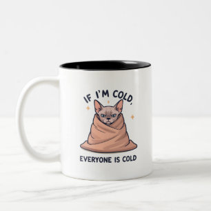 Mürrische Sphynx-Katze Kalter Humor Cartoon-Kunst Zweifarbige Tasse